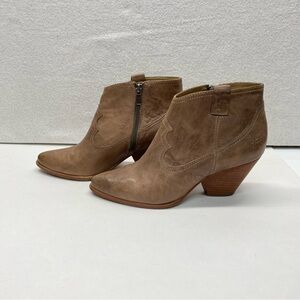Frye Women's Reina Leather Bootie Siz 9M Ankle Boot Side Zip Light Brown Western